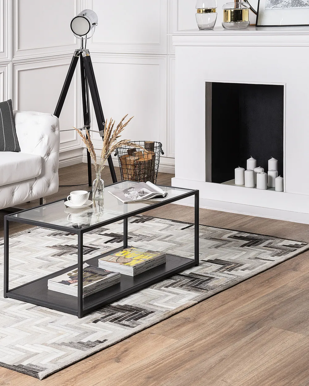 Rug ARSUZ Grey 140 x 200 cm Leather