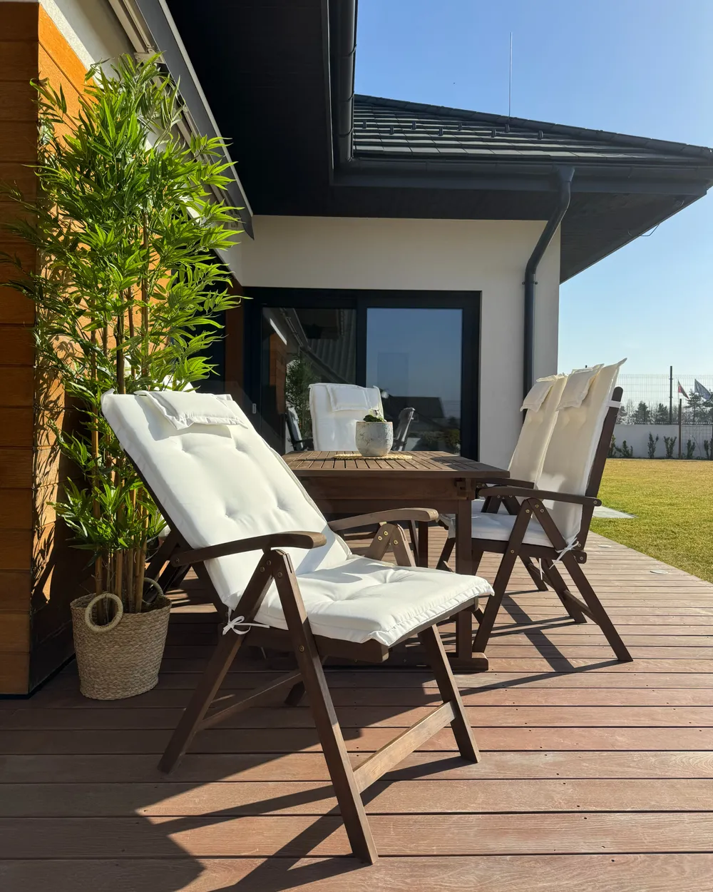 Garden Dining Set 6 Seater AMANTEA with Cushions Acacia Wood Off-White_975501