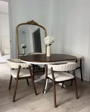 Set of 2 Dining Chairs MYLO Fabric Off-White/ Dark Brown_1047931