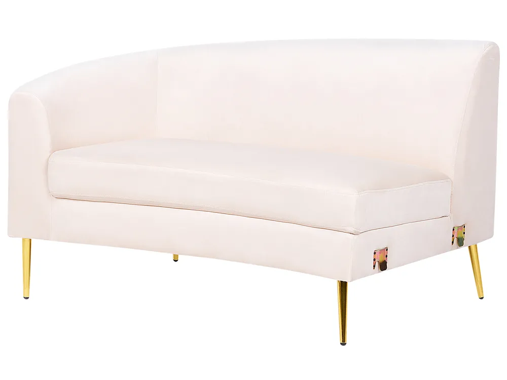 Curved Sofa 4 Seater MOSS Velvet Light Beige_851366