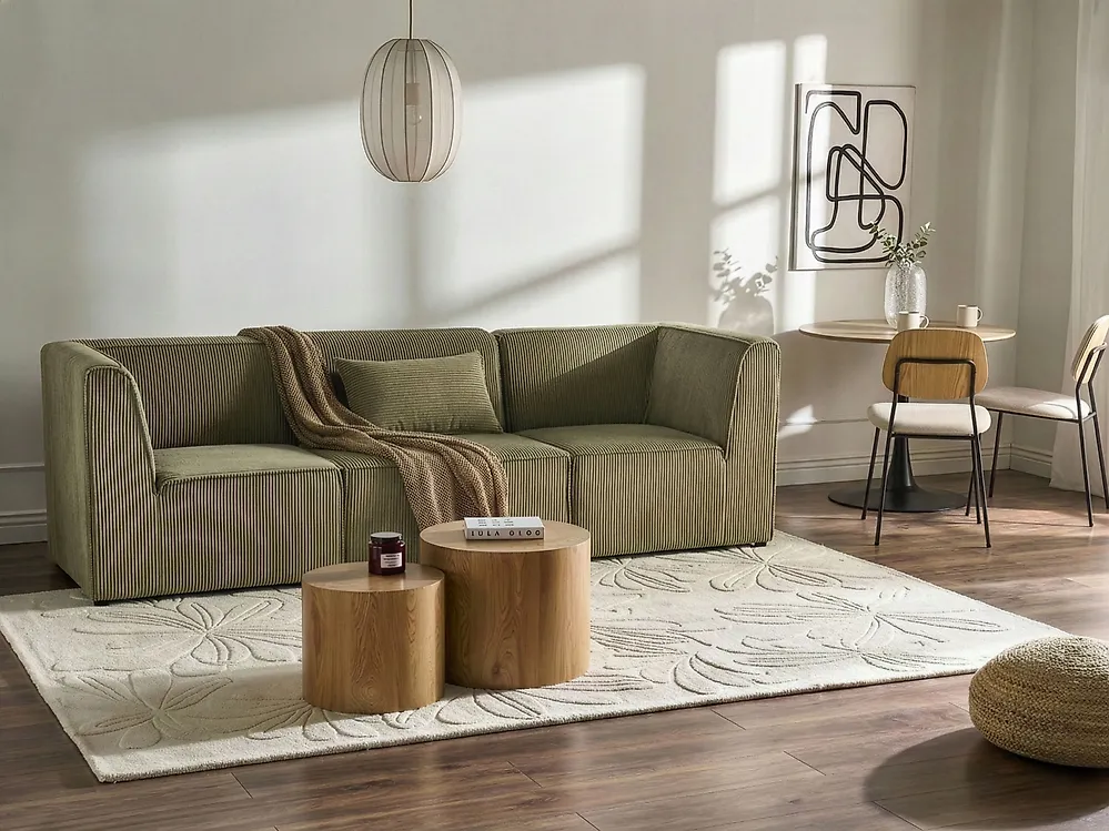 Modular Sofa 3 Seater LEMVIG Corduroy Green_1188299