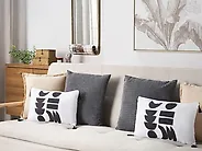 Set med 2 prydnadskuddar LIRIOPE 30 x 50 cm Svart/ Vit Geometriskt tryck_1178295
