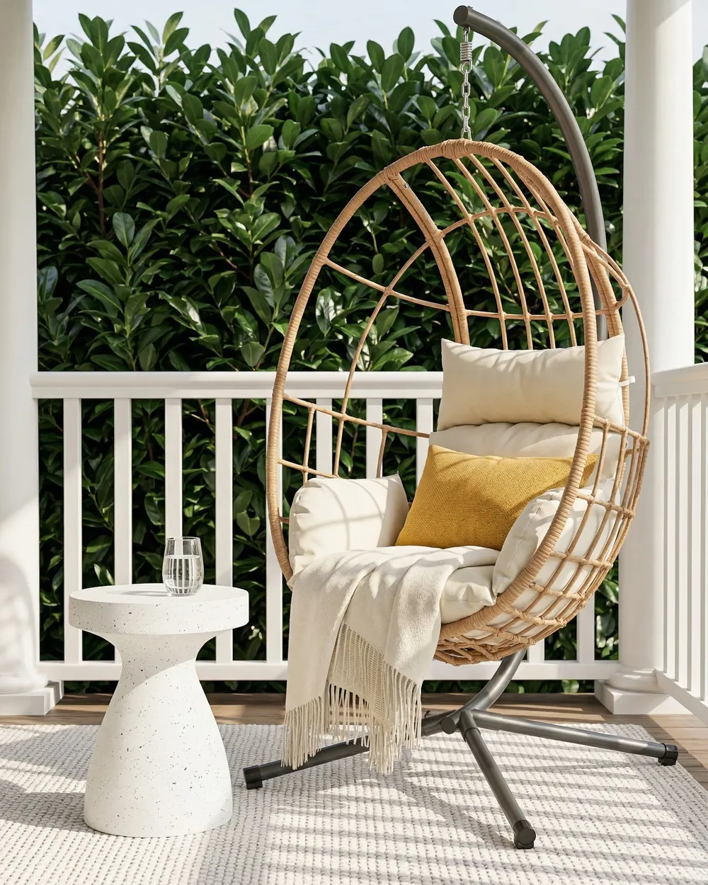 Hanging Chair with Stand MALCESINE Metal Natural