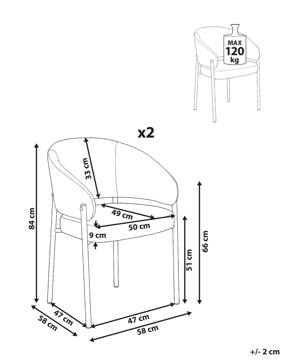 Set of 2 Dining Chairs ZANE Fabric Green_1042492