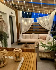 Garden Corner Sofa with Table 5 Seater MYKONOS Certified Acacia Wood Off-White Right Hand_946390