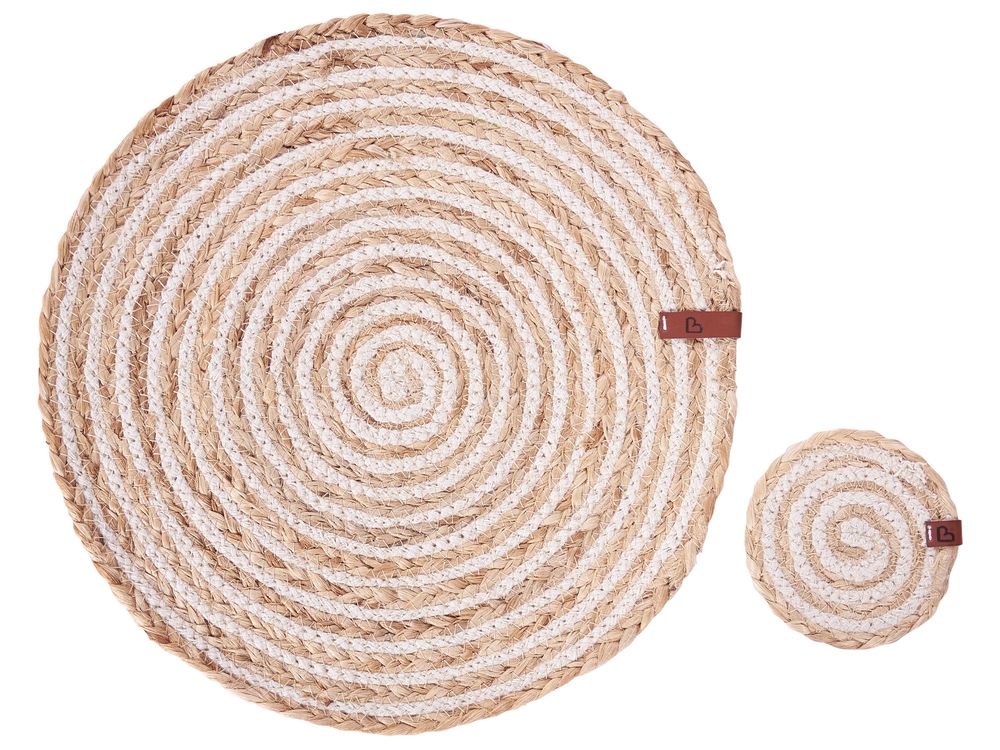 12 Piece Placemats and Coasters Set QUININE Jute Natural
