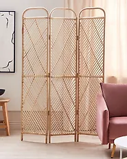 Rumsavdelare med 3 paneler COSENZA 106 cm 180 cm Ljusbrun_1173618