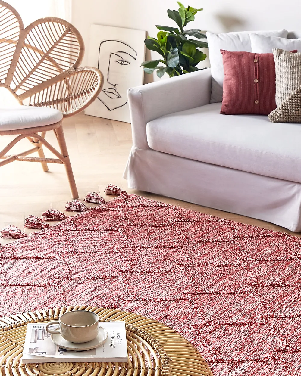 Rug NIGDE Red 160 x 230 cm Cotton_1178476