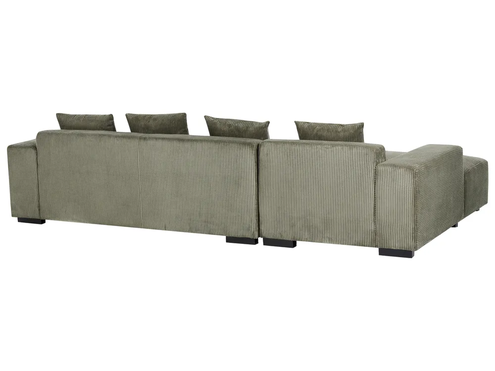 Corner Sofa 4 Seater LUNGO Corduroy Green Right Hand_962317