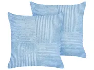 Set of 2 Decorative Cushions MILLET 43 x 43 cm Corduroy Blue Geometric Pattern_854655