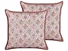 Set med 2 prydnadskuddar PICEA 45 x 45 cm Sammet Röd Blommigt tryck