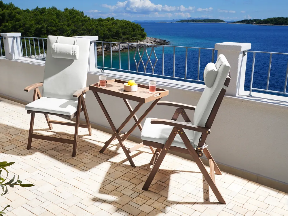 Bistro Set AMANTEA PREMIUM Acacia Wood Off-White