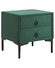 2 Drawer Bedside Table SEZANNE Velvet Dark Green_1183765