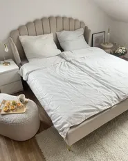 Bed Velvet AMBILLOU 160 x 200 cm (EU King Size) Light Beige_918306