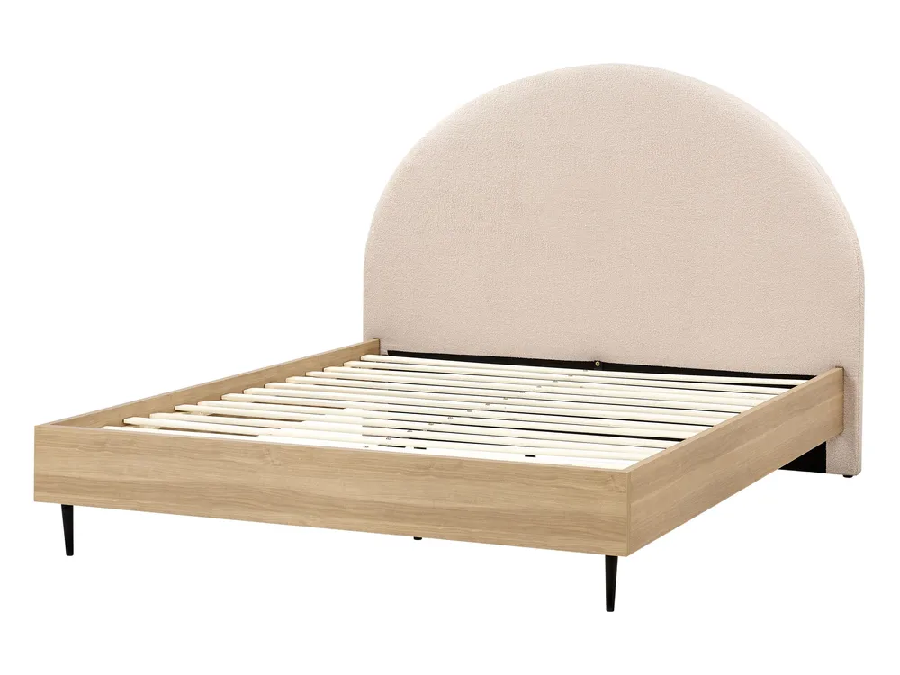 Bed Boucle MILLAY 140 x 200 cm (EU Double) Beige_971524