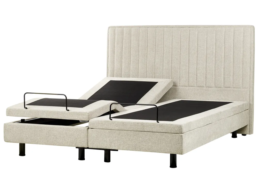 Fabric Adjustable Bed Beige CASTELLAN Various Sizes