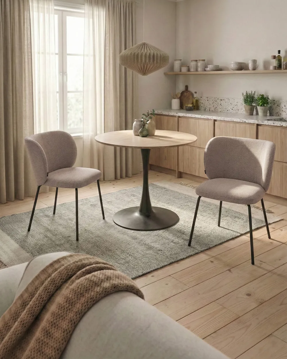 Set of 2 Dining Chairs CALERA Fabric Taupe