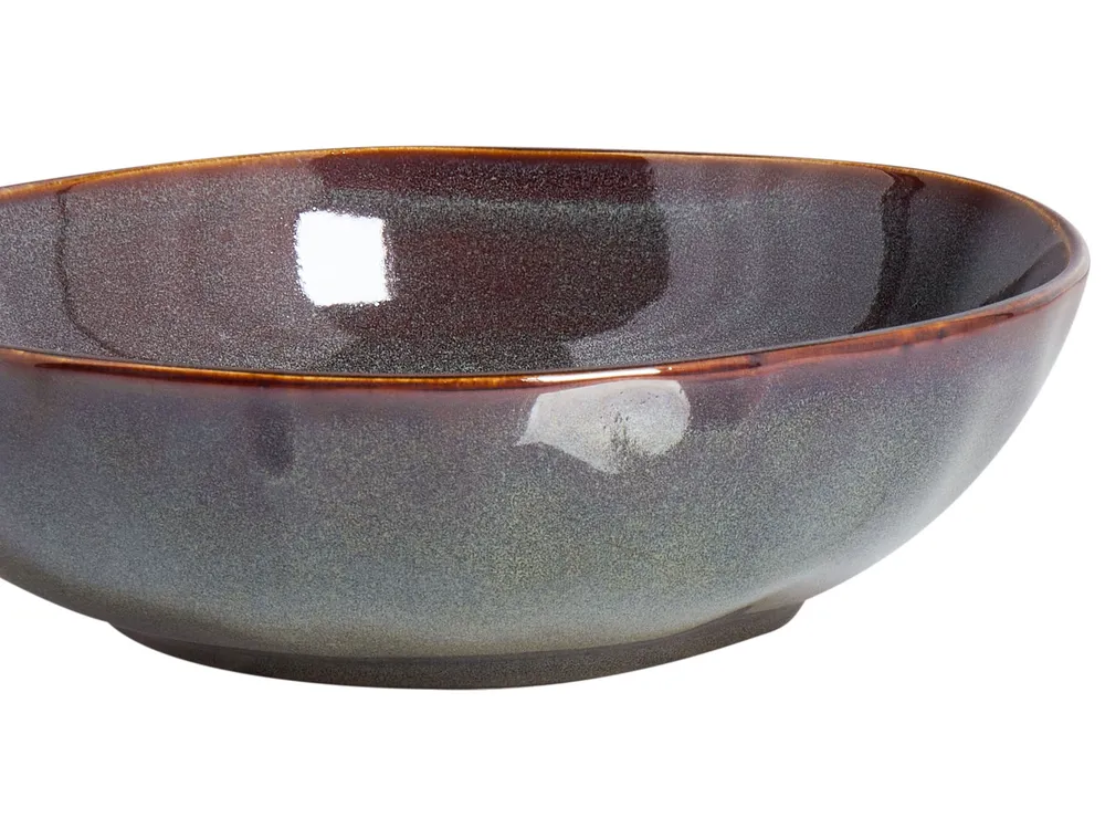 Set of 8 Deep Plates THYME Stoneware Dark Green_986541