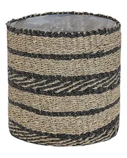 Set of 3 Plant Pots RASBORA 35/31/27 cm Seagrass Black_824960
