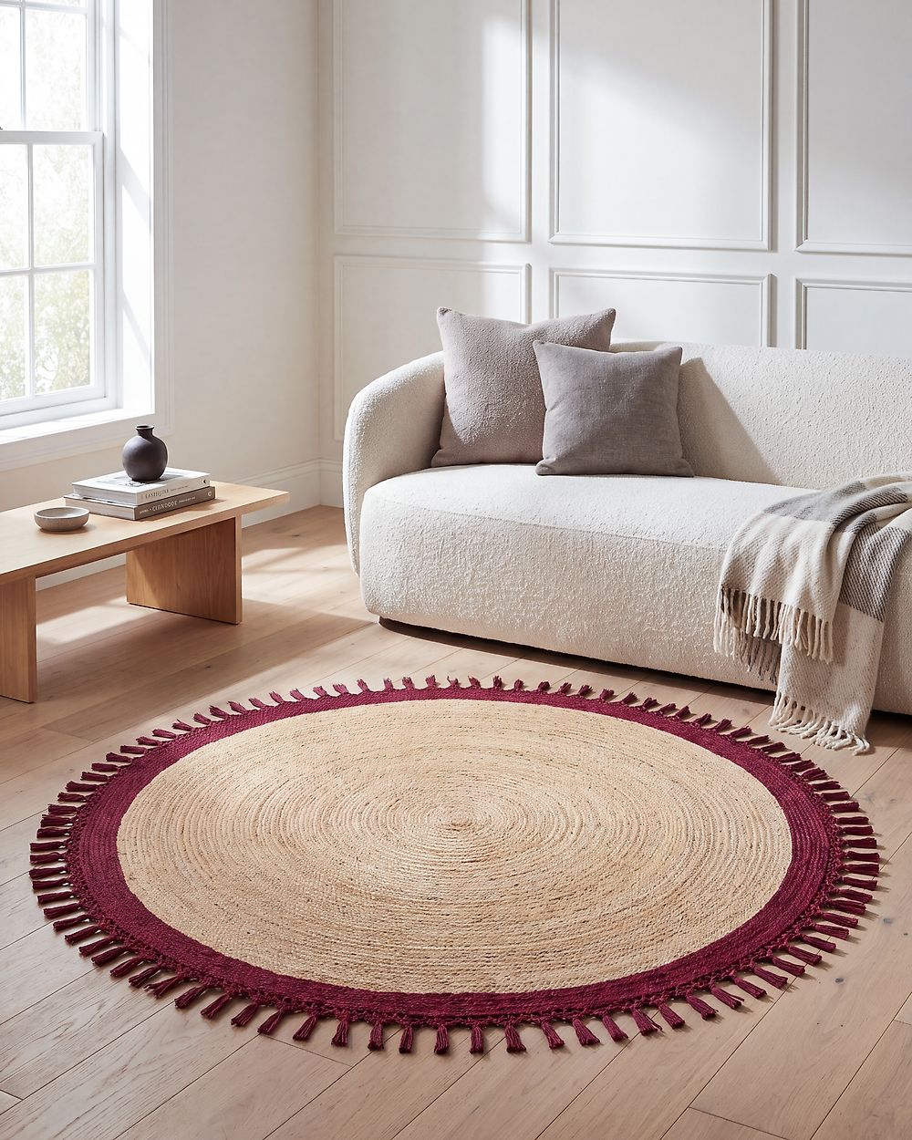 Rug MARTS Dark Red ø 140 cm Jute