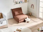 Single Sofa Bed DELLEN Fabric Brown_1041635