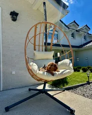Hanging Chair with Stand MALCESINE Metal Natural_1080469