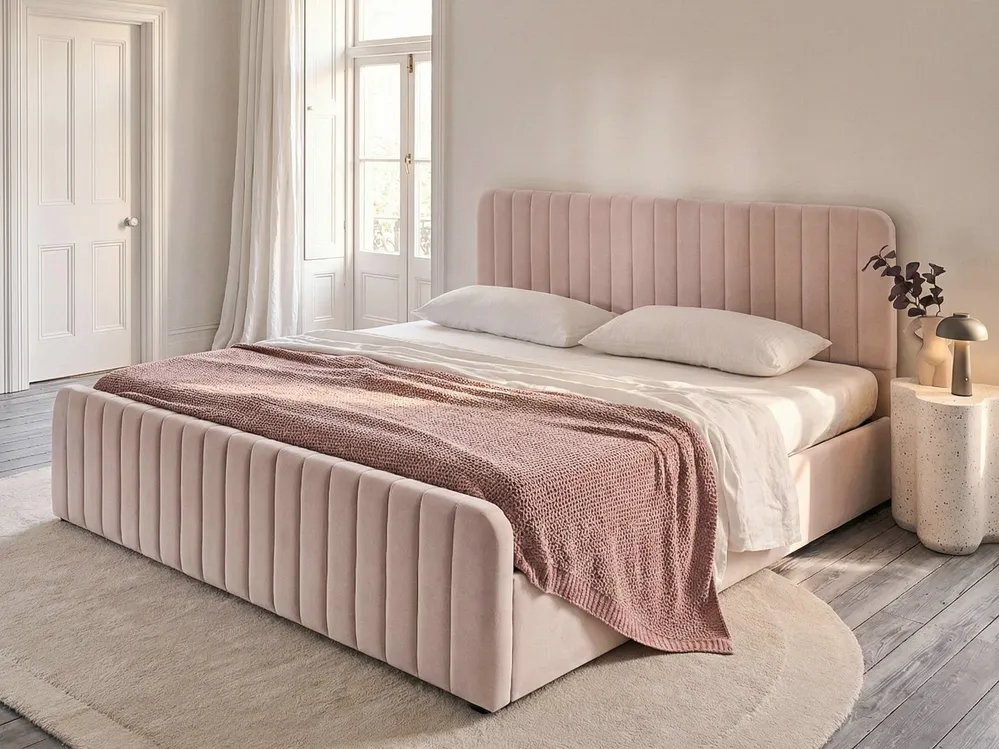 Ottoman Bed LUNAN Pastel Pink 180 x 200 cm (EU Super King)
