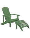 Garden Chair ADIRONDACK with Footstool Green