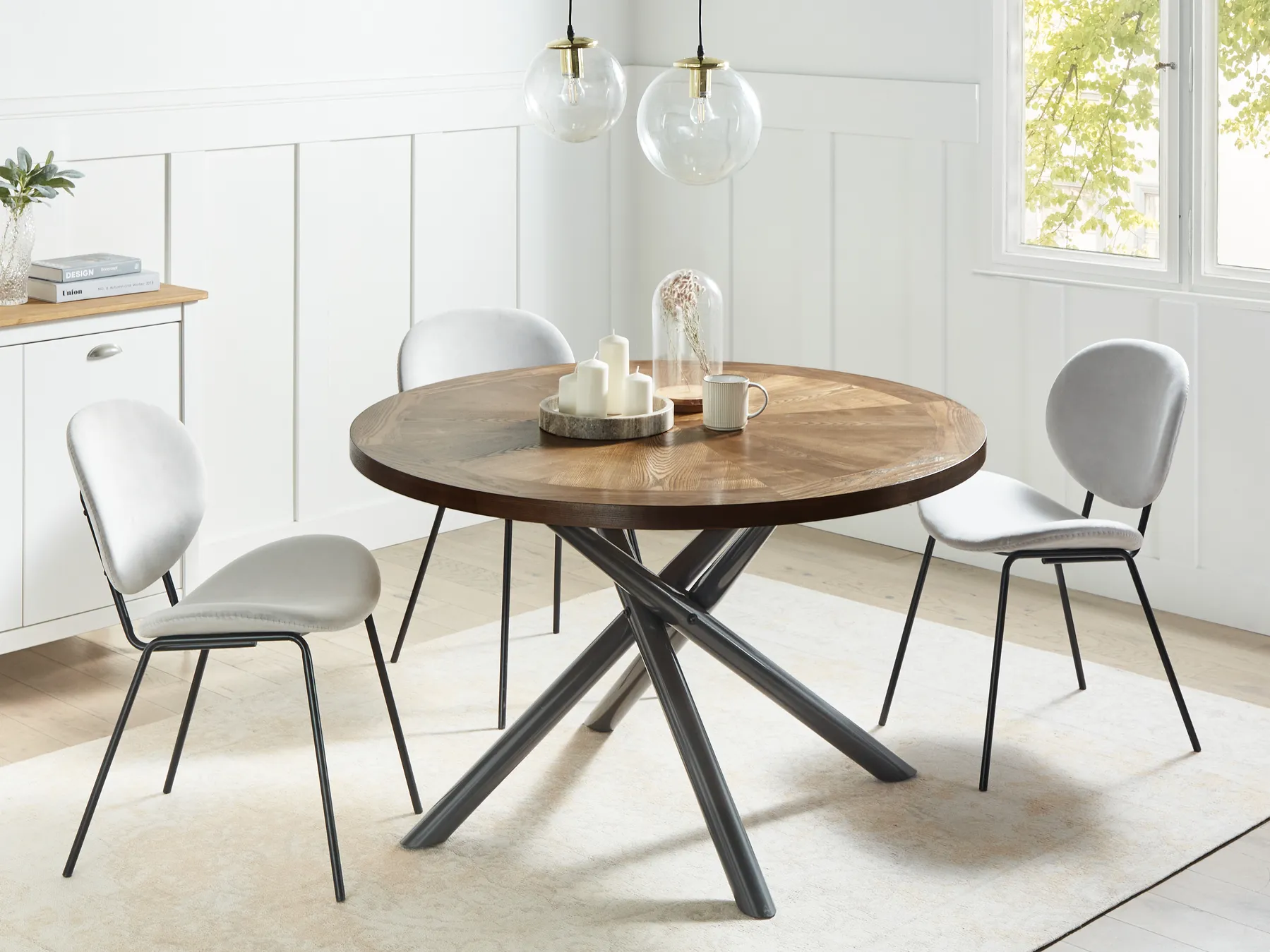 Dining Table LORENZO Brown Ash Wood 120 cm 120 cm_962009
