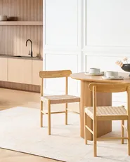 Set med 2 matstolar EAGAN Trä Ljusbrun/ Beige_1078497