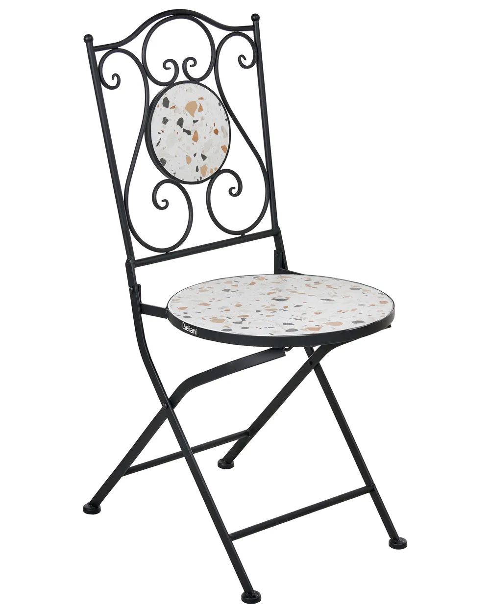 Set med 2 trädgårdsstolar ARTENA Fällbar Metall Terrazzoeffekt Svart_1021662