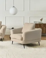 Fåtölj KJAER Bouclé Ljusbeige_1006733