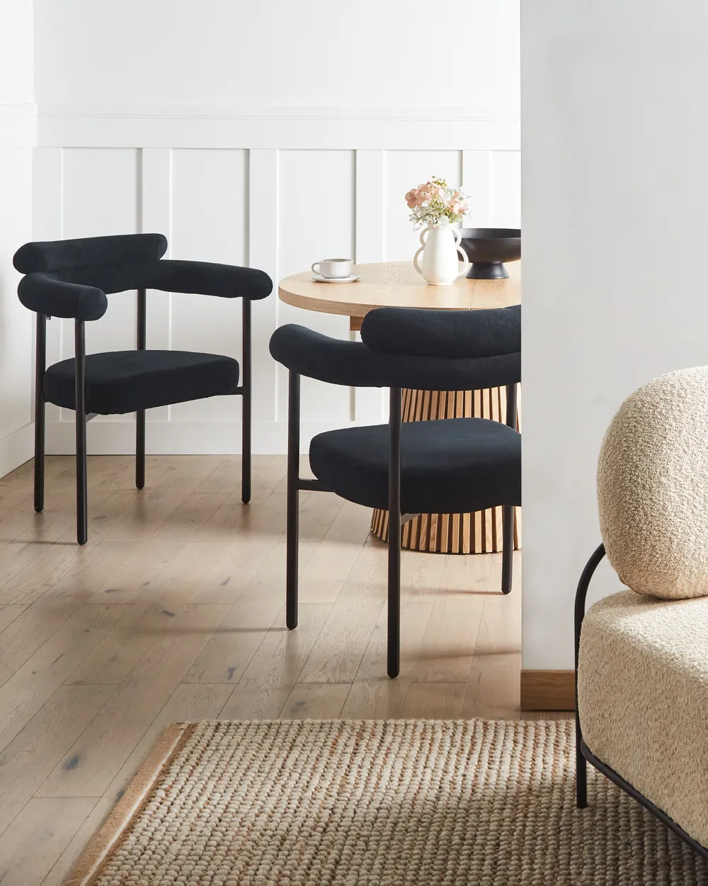 Set of 2 Dining Chairs LYNEY Fabric Black