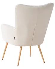 Öronlappsfåtölj VEJLE med fotpall Ljusbeige_913000