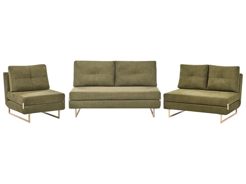 Living Room Set 6 Seater JERSLEV Fabric Green