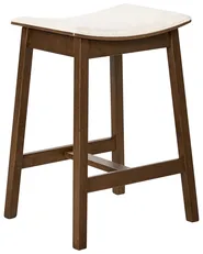 Set of 2 Bar Stools DIXON Wood Off-White/ Dark Brown_1016058