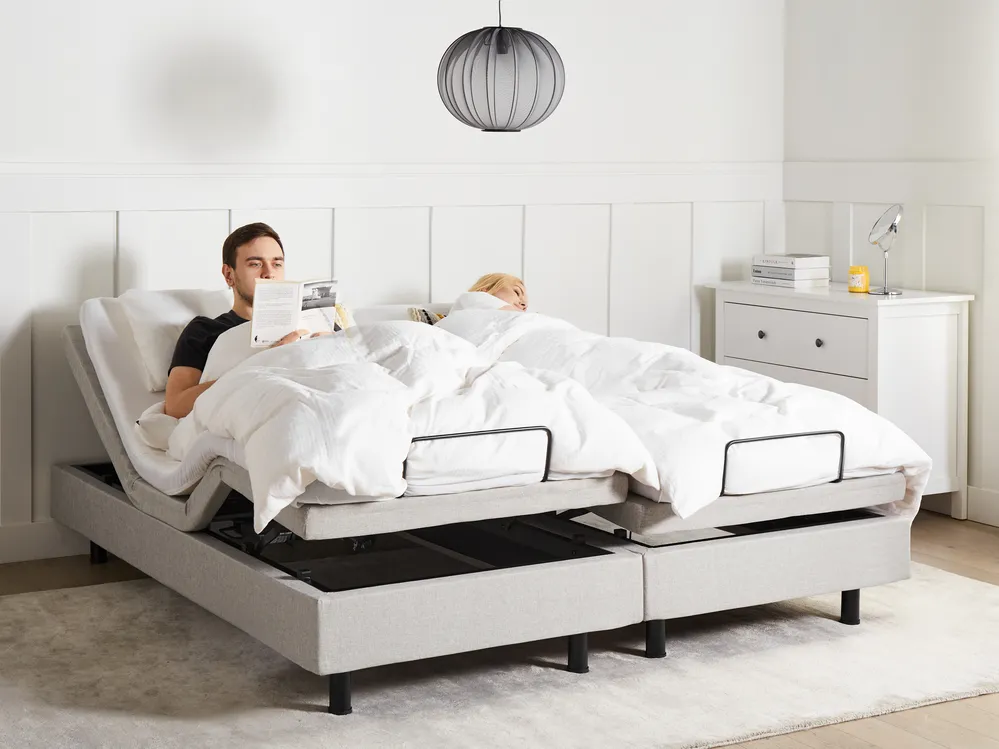 Säädettävä sänky ilman sängynpäätyä kangas DUKE 180 x 200 cm Beige_958330