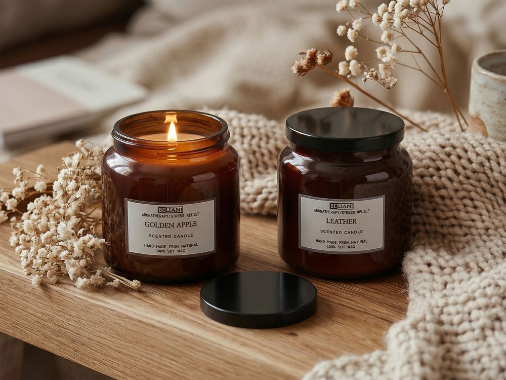 Set of 2 Scented Candles ABSOLUTE ALCHEMY Soy Wax Fruity Notes Fresh Notes