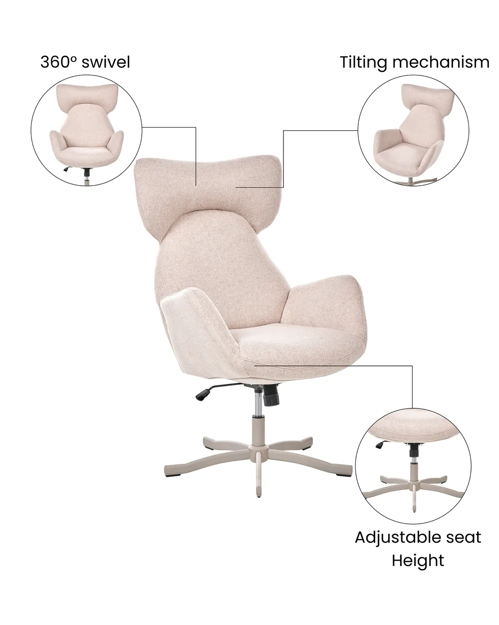 Swivel Armchair SONDERBY Fabric Beige_1071851