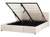 Ottoman Bed BOUSSE Velvet Light Beige 160 x 200 cm (EU King Size)