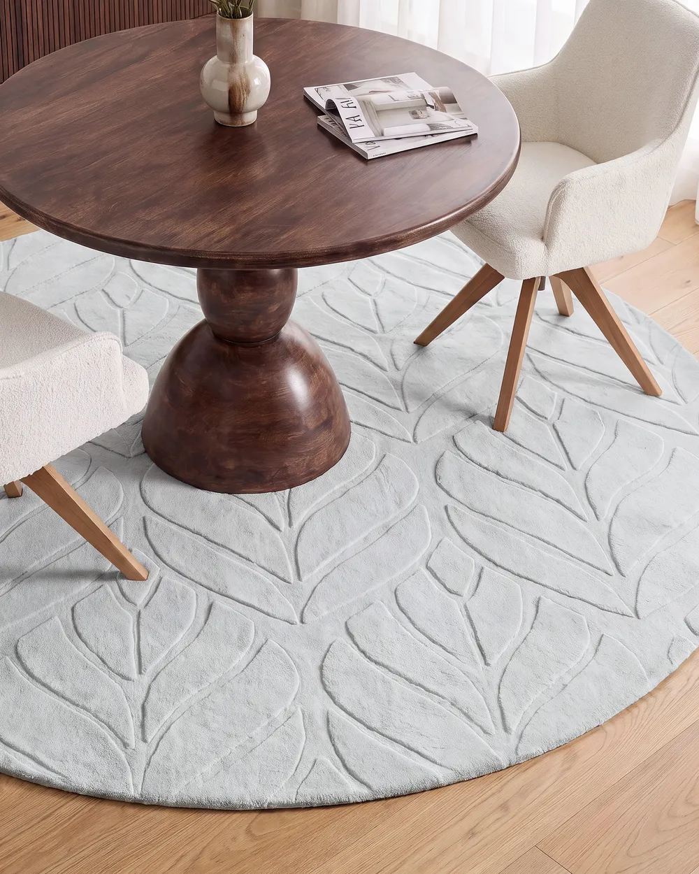 Faux Fur Rug MITCHELL Light Grey ø 160 cm
