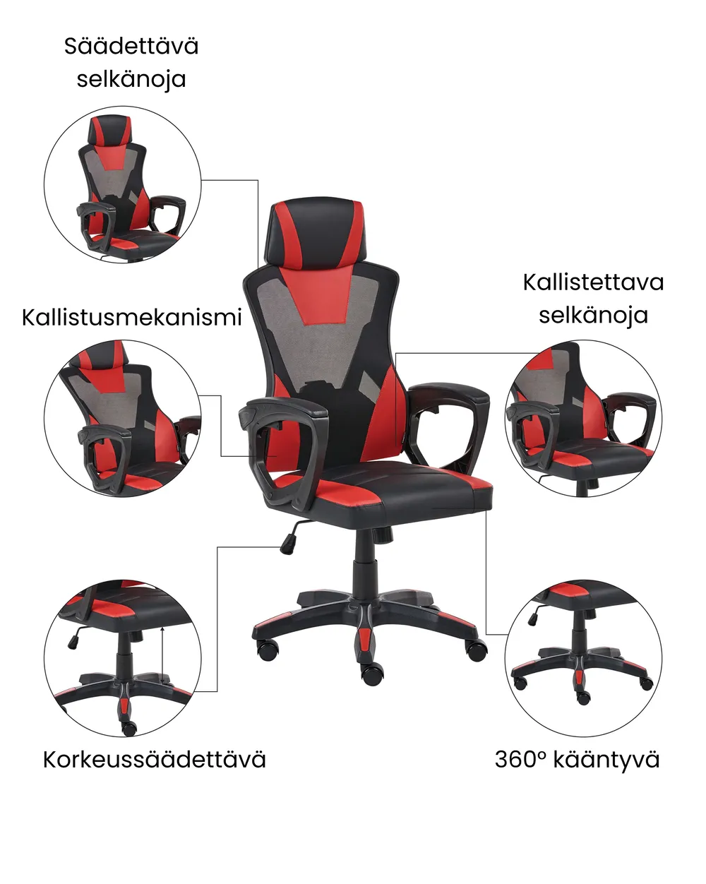 Toimistotuoli IGNIS Keinonahka Punainen_1074144