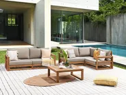 Garden Lounge Set with Table 4 Seater TIMOR Modular Certified Acacia Wood Light Brown_905732