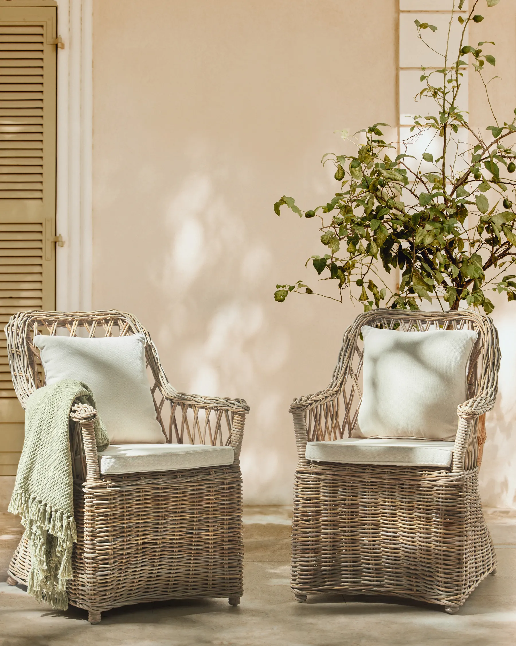 Set of 2 Garden Armchairs MAROS II Rattan Natural_932916