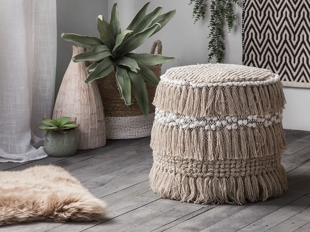 Pouffe NOIDA Cotton Beige