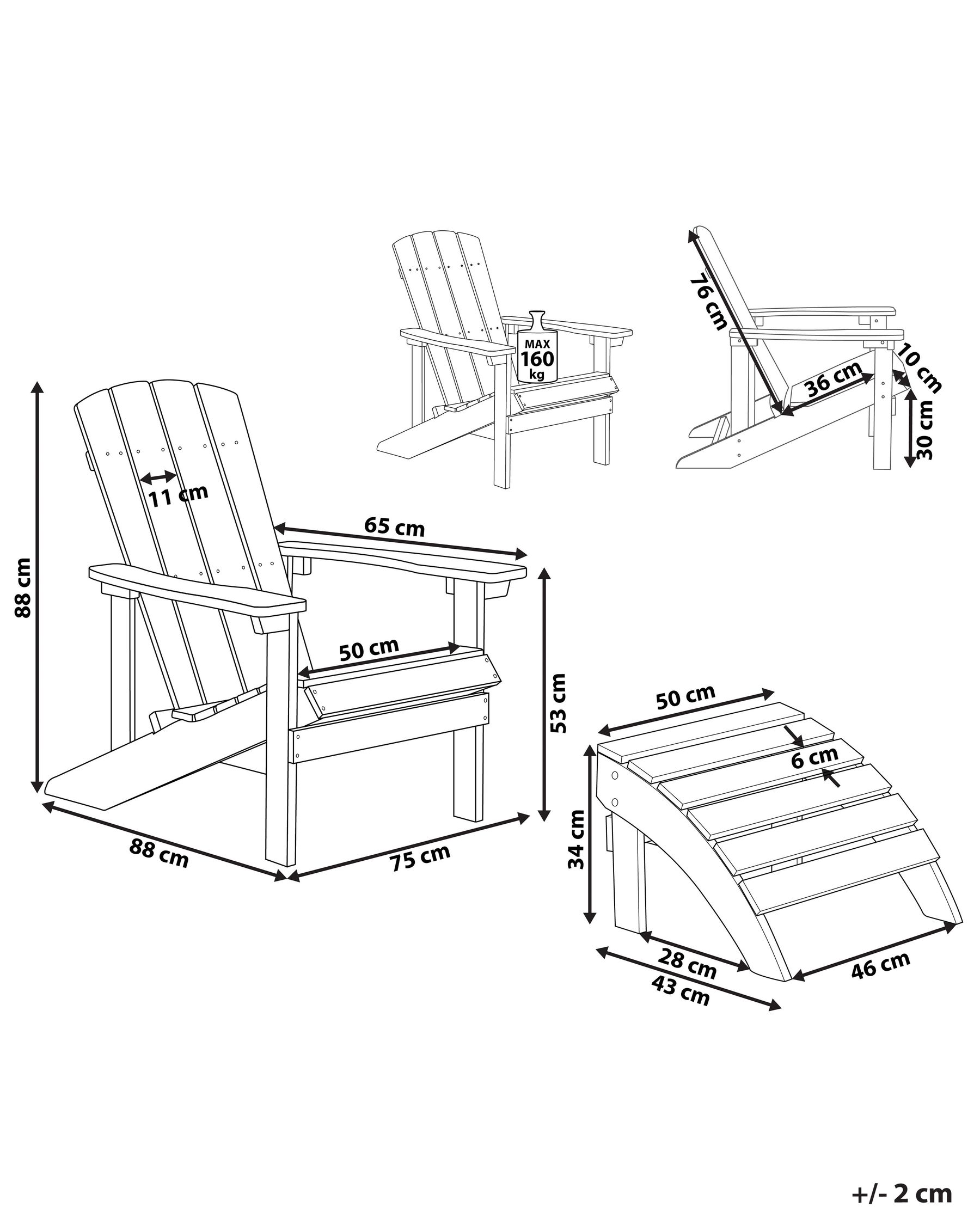 Garden Chair ADIRONDACK with Footstool Yellow_809501