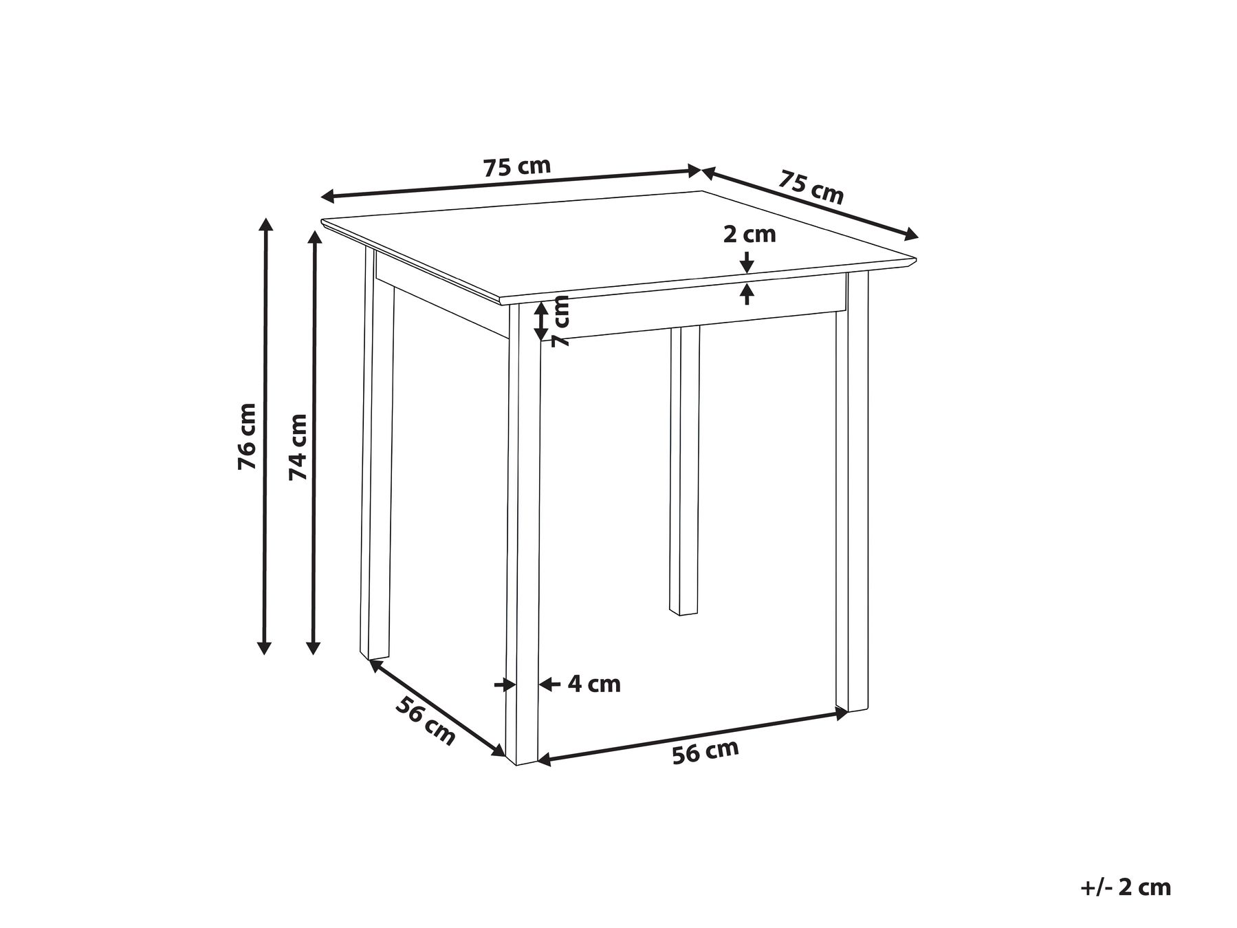 Ruokapöytä VERITAS Musta 75 cm 75 cm Mänty_1070937