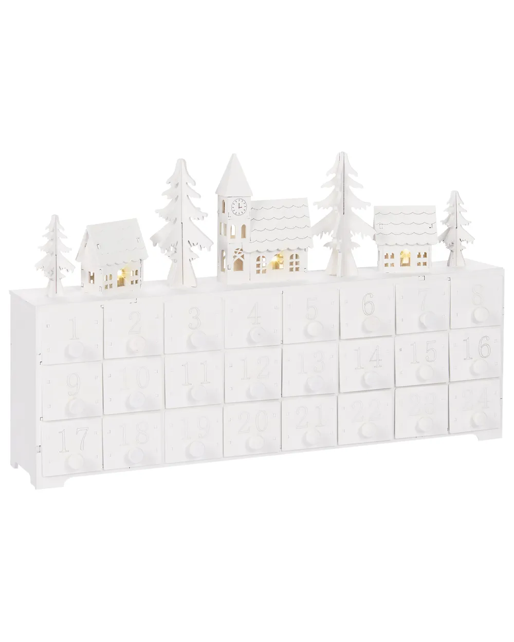 Christmas Decoration LED MUONIO 24 cm Advent Calendar White