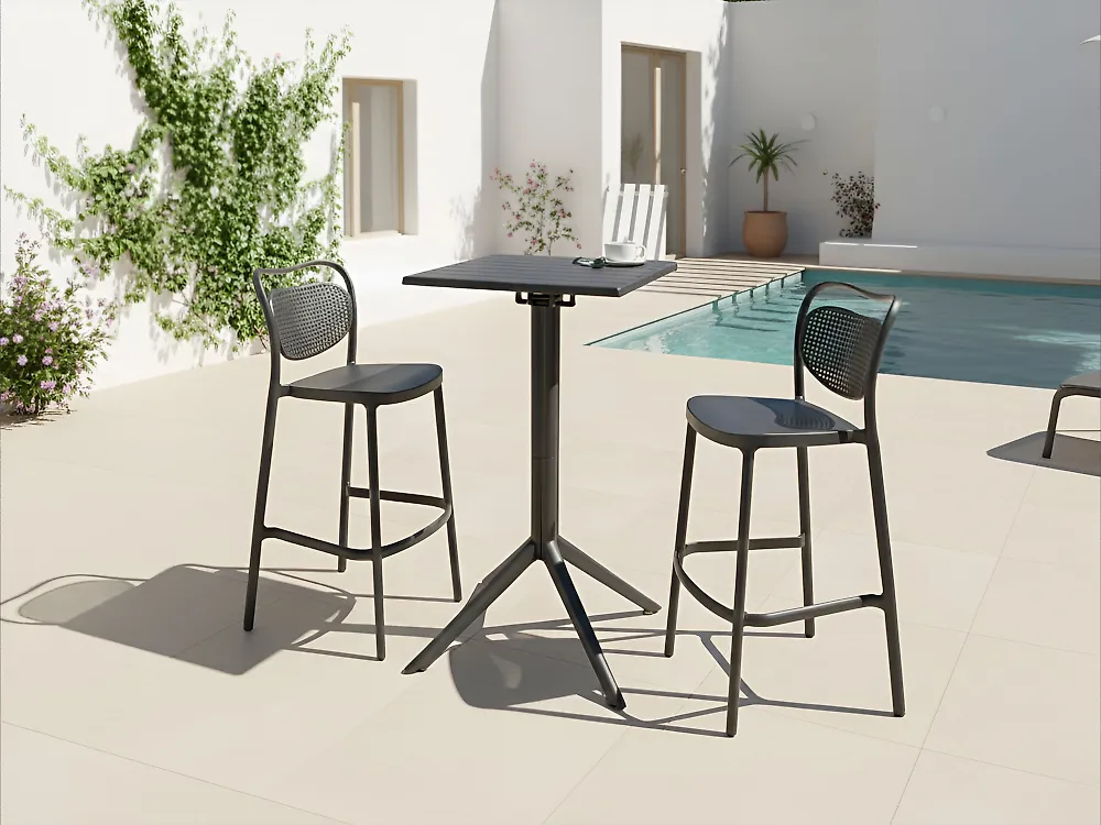 Garden Bar Table Folding LEMNOS 60 cm 60 cm Black_1174439