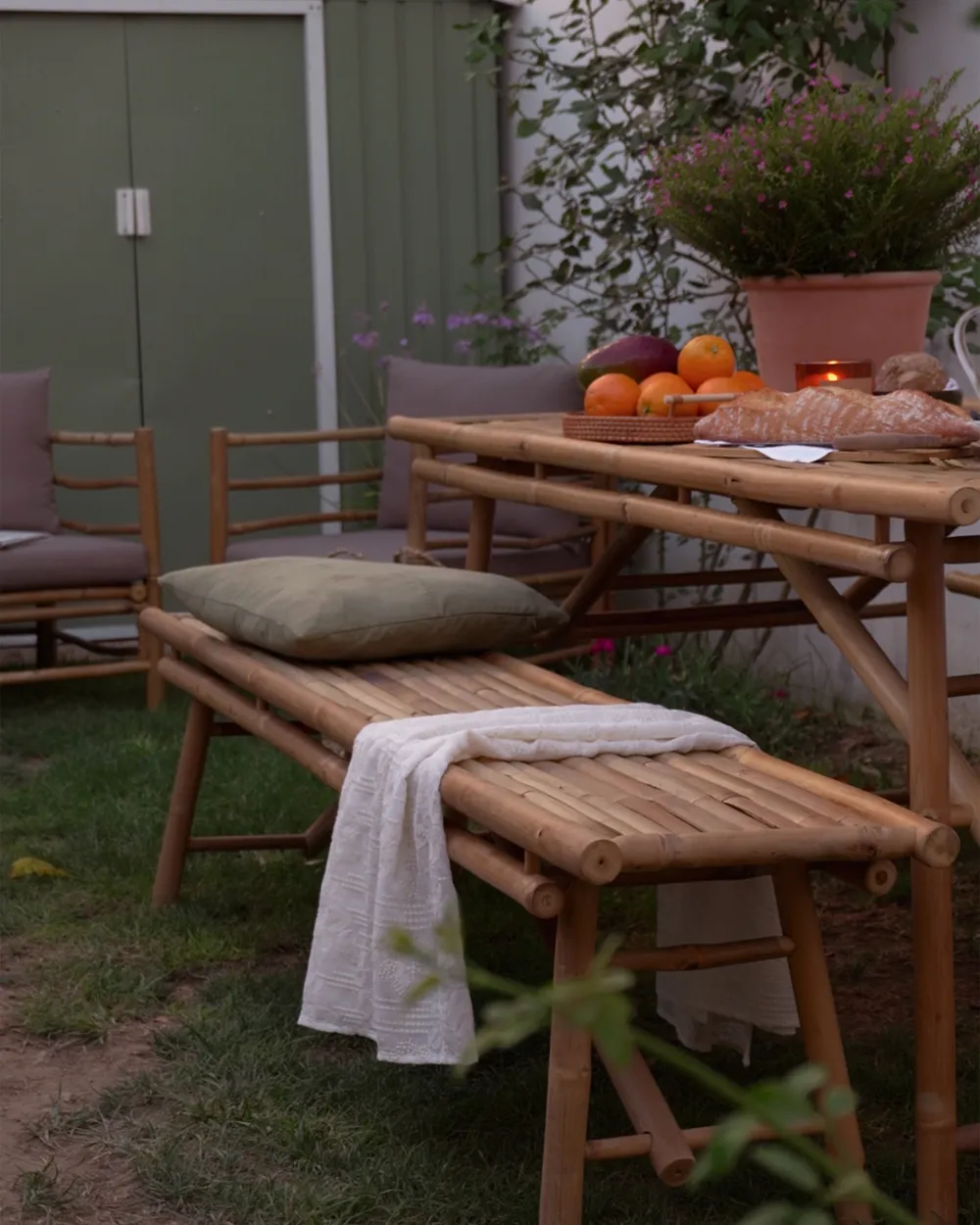 Garden Dining Set 4 Seater TINDARI Bamboo Light Brown_978910